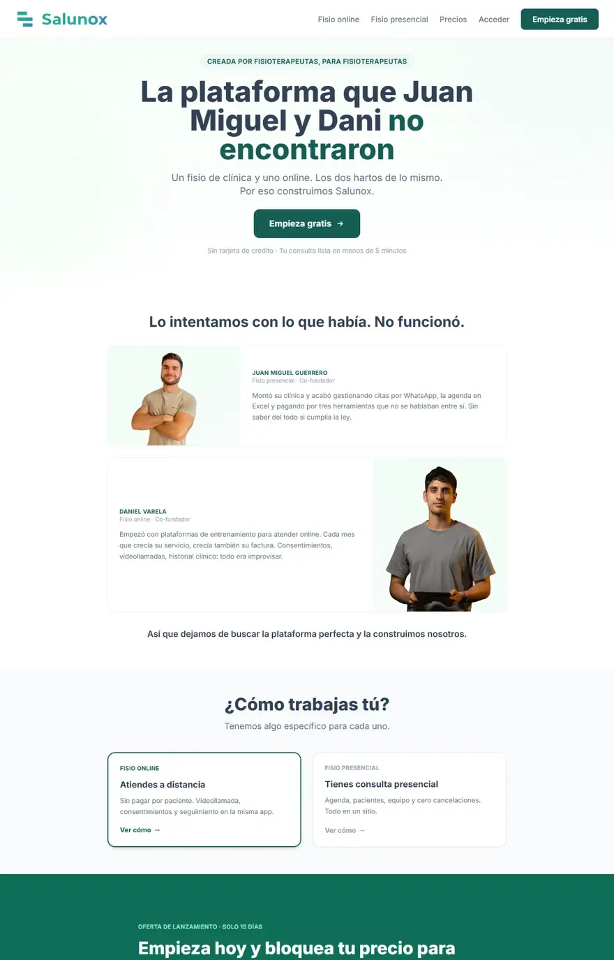 Portada de la web de Salunox